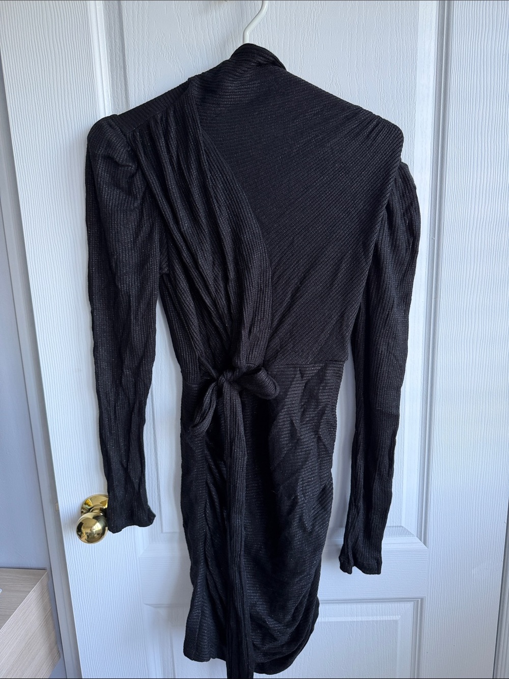 Sabina Musayev Black Textured Wrap Dress